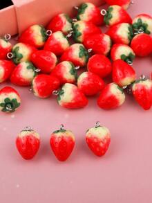 10/15/20pcs Resin Strawberry Shaped Pendant Charms, Suitable For DIY Keychain, Necklace, Jewelry Making Accessories