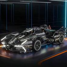 1,560 件黑色赛车积木套装，创意互锁 DIY 组装玩具，适合成人和青少年、派对游戏、办公室和家居装饰，耐用塑料建筑套件