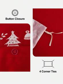 2/3pcs Red Christmas Elements Printed Duvet Cover Set, 1pc Duvet Cover+1/2pcs Pillowcase Without Filler(No Comforter), Soft And Breathable, Chic Christmas Decorative Bed Sprea Bed Cover For Bedroom Dorm Essentials, Oeko-Tex Certified