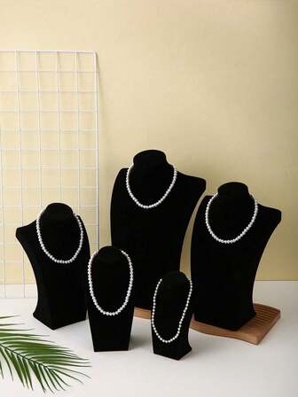 1pc Model Necklace Display Stand, Velvet Mannequin Neck Jewelry Pendant Hanger Rack, Window Showcase Jewelry Exhibition Props Back To School Jewelry Display Stand With Drawer Box For Earrings, Necklaces And Jewelry Storage, Featuring A Wooden Base, Desktop Storage Box And Multi-Functional Hanging Storage Rack