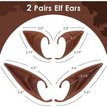 FRESHME Fairy Pixie Elf Ears - Cosplay Soft Pointed Ears Elven Masquerade Vampire Fairy Ears Makeup Costume Accessories - C - 棕色長精靈耳朵(1對) - 查看 5