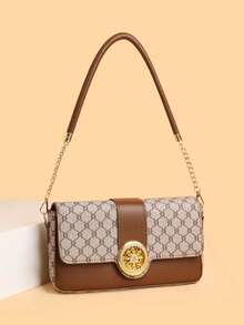 Fashionable Women's Underarm Bag, High-Quality Retro Casual Small Square Shoulder Bag - Grey - View 1