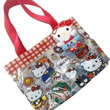 Sanrio 1pc Sanrio Transparent Storage Bag, Transparent PVC Large Capacity Handbag, High Beauty Cartoon Shopping Bag, Cute Printed Shoulder Bag, Waterproof Summer Storage Bag, Versatile Large Capacity Makeup Bag