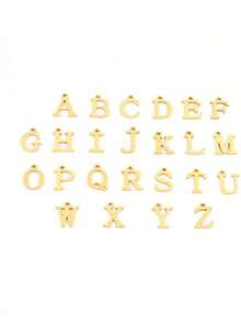 1 pieza Nuevo clásico 26 letras Colgante hueco en forma de corazón Cadena de hoja de oro, Regalo para novia/esposa - Amarillo Oro - Ver 4