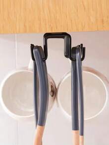 1 pieza Estante de almacenamiento de tazas con ganchos, puede almacenar 6/3 tazas con 12/6 ganchos, estante de almacenamiento montado en la pared con pegatinas auxiliares, soporte de almacenamiento para gabinete de cocina, accesorio de almacenamiento ahorrador de espacio, espátula, paño, taza, batidor de huevos, organizador de espacio, regalo