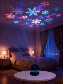 1 Stück Kinder Schlafzimmer Projektionslampe, Winter Schneeflocken Projektionslampe, Märchen 7-Farben LED Licht, Schneeflocken und Sternenhimmel Mond schaffen gemütliche Atmosphäre Kinder Schlaflampe, romantische Sternenhimmel Projektionslampe, 7-Farben Lichteffekt Dekoration Schlafzimmer und Zuhause, Weihnachtsdekoration Atmosphäre, Universum Sterne Mond Projektion/Schlafzimmer Nachtlicht Projektor