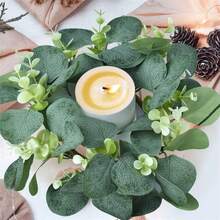 1/2/3 Stücke künstlicher Blumen Kranz Kerzenkranz, Eukalyptus Kranz, Buchsbaum Kranz, Hochzeitsdekoration, Tischdekoration für Esszimmer, Kerzenlicht Dinner