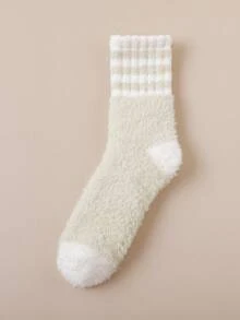 1 par de calcetines de felpa de coral para mujeres, calcetines gruesos y cálidos para el hogar, posparto, dormir, anti-frío, adecuados para otoño/invierno