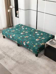 Christmas Party Decoration Christmas Sofa Bed Set With Santa Claus, Snowflake And Gingerbread Patterns Polyester Fiber Sofa Bed Set Home Decoration
