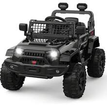 Camión eléctrico para niños de 12 V con control remoto para padres, suspensión de resorte y Bluetooth. Auto todoterreno para niños pequeños, regalo de cumpleaños con certificación ASTM. - Negro - Ver 1