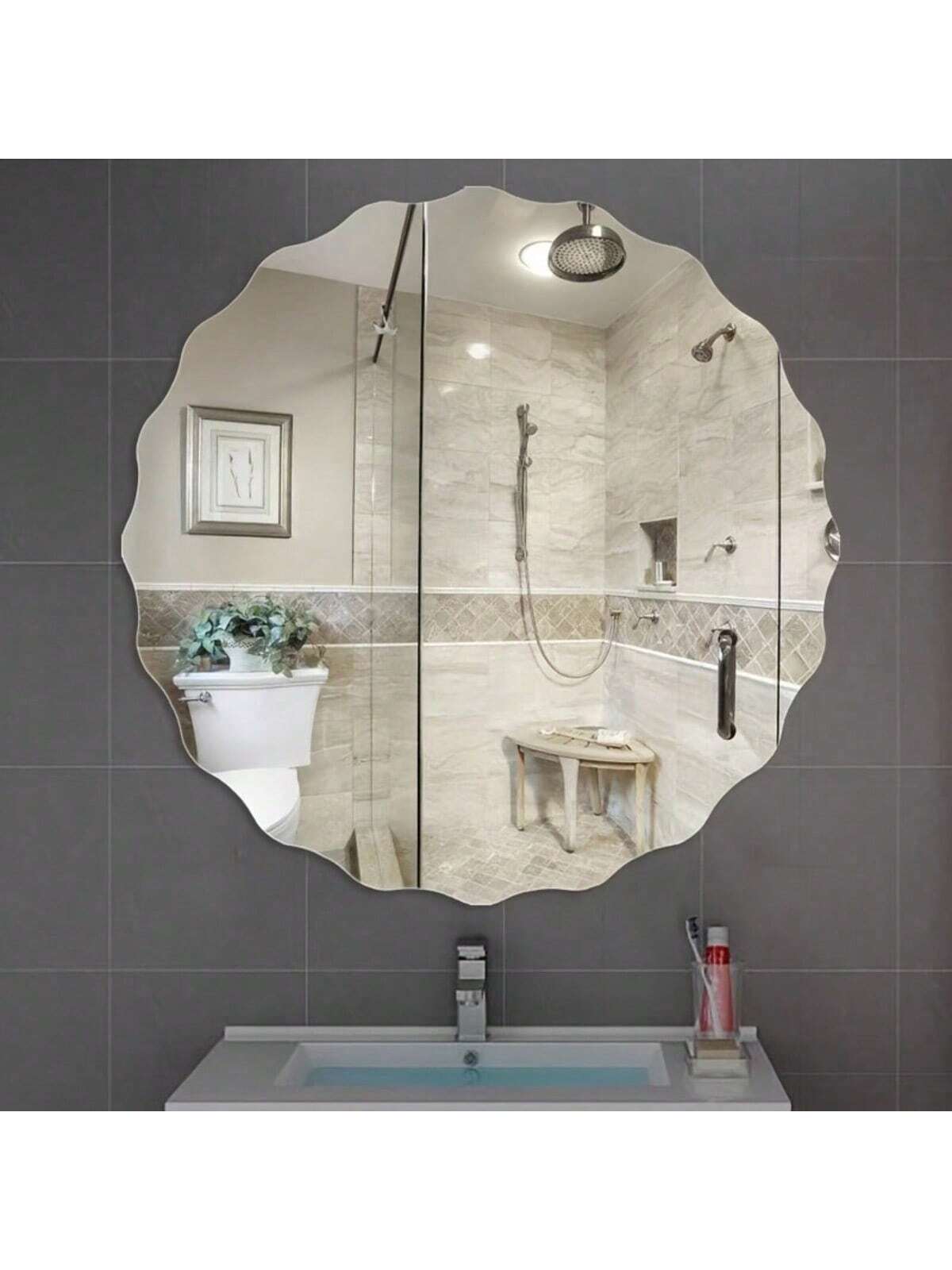 مرآة مكياج، مرآة أكريليك بشكل الشمس، مرآة ديكور لم...