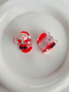 2pcs Christmas Small Clips Sweet Santa Claus Bangs Clip Elk Ponytail Clip Hairpin Christmas Head Ornaments Hair Clips Elegant Claw Clips Winter Hair Accessories Fashion Hair Cluth