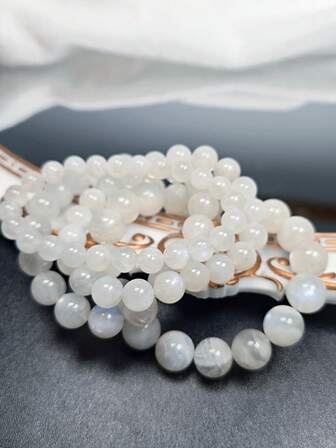 大珠子 11 毫米-14 毫米天然灰月光石拉长石手链 - 串珠用于瑜伽和冥想 - 真正的岩石宝石精神珠宝