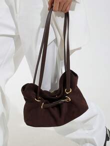 Bolso de ante para debajo del brazo para mujeres, nueva bolsa de mano estilo retro americano de otoño/invierno, bolso de hombro y bolso minimalista para chicas