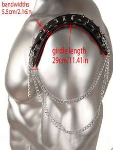 Leather Shoulder Epaulettes,Man Leather Wristband,Harness Strappy,Halloween Costumes,Men's Straps Looks Of Party Season Picks - Black - View 3