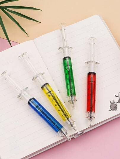 12 支精美注射器笔，颜色随机，护士圆珠笔，适用于办公室学习用品、医生奖品、学生派对礼物 - 创意新奇