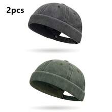 Berretto basco stile marinaio casual di moda in colore tinta unita, lavato in denim, unisex, antivento, adatto per autunno e inverno