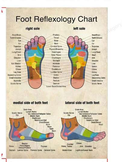 1pc Reflexology Foot Massage Chart Canvas Print Poster - Perfect For Living Room, Bedroom, And Wall Decor - Enhance Your Wellness And Relaxation