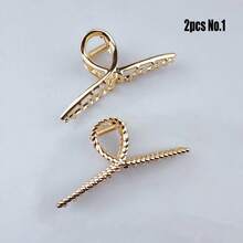 3pcs Women Minimalist Metals Hair Claw Street Y2k Claw Clips Hair Clips Hair Jaw Clip Hair Clamps Hair Clutch Hair Catcher Clip, School Stuff, College Fall Winter Hair Accessories For Women For Vacation Outfits Woman - Gold - View 10