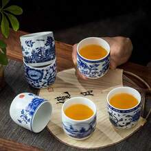 6 件复古中式陶瓷茶杯，高温烧制，带有精美的花卉贴花，适合家庭、餐厅和酒店使用 - 彩色 - 查看 12