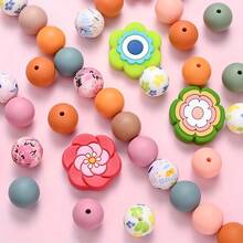 70pcs Colorful Flower Silicone Bead Set - Ideal For DIY Crafting Keychains, Necklaces, Bracelets, Decorative Pens, Jewelry And Pendants