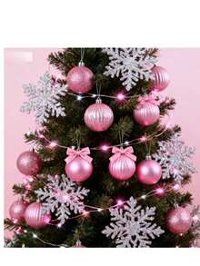 4cm/36pcs Christmas Ball Ornaments, Shiny & Matte Finish, Assorted Colors, Christmas Decorations - Pink - View 3