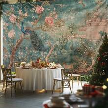 Vintage Peacock Animal Plant Flower Home Tapestry Wall Hanging  Suitable For Bedroom Living Room Decoration Background Cloth Includes Free Accessories - Nhiều màu - Xem 3