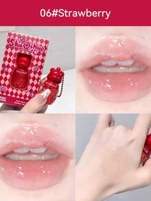 Fruit Extract Shiny Lip Gloss Oil - Moisturizing, High Gloss, With Keychain