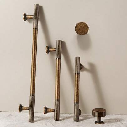 2 pezzi di maniglie per mobile in lega di bronzo-zinco vintage, con decorazione a righe in stile antico, adatte per camera da letto, cucina, mobili e cassetti, accessori per mobili