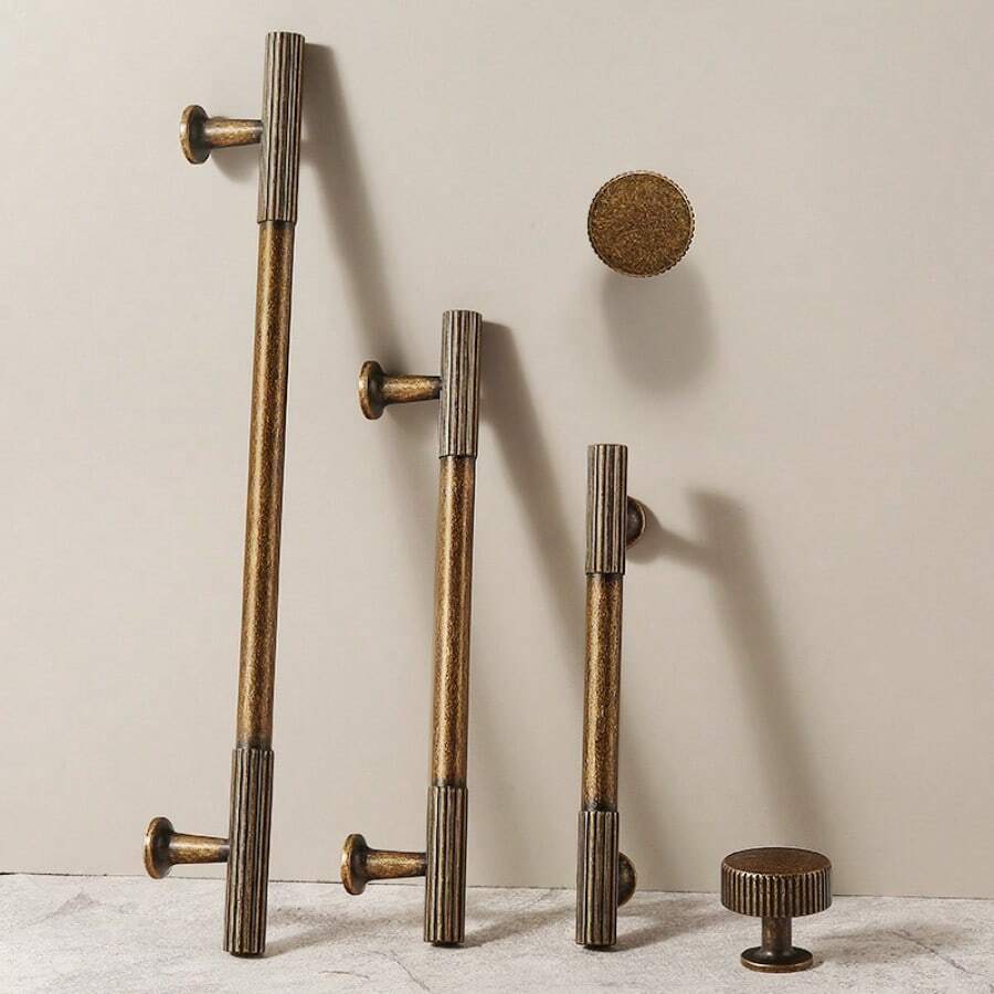 2 Pieces Of Vintage Bronze-Zinc Alloy Cabinet Handles, Antique Striped Decoration, Suitable For Bedroom, Kitchen, Cabinet And Drawer Door Handles, Furniture Hardware Accessories