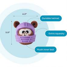 Outward Hound Helmet Headz Monkey Dog Toy, Plush Squeaky Fetch Ball, Durable Dog Toy For Active Play, Multicolored, Small - 1 - Xem 3