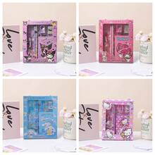 Sanrio 6/8/14 件套 Hello Kitty 卡通尺、卷笔刀、橡皮、笔记本套装，创意绘画办公用品，文具礼品套装，非常适合办公使用、派对礼品和收藏 - 英文书写派对笔记本 | 三丽鸥笔记本 | 耐用封面，非常适合作为赠品、2026 年新年礼物、毕业礼物或返校季礼物。