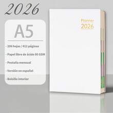 新款2026年计划本,204张/412页,365天日历,A5周计划本和月计划本,每日记录计划本,海洋风格12页分割内页精美设计,蓝粉配色简约日历计划本,提高效率,返校办公,2026年圣诞新年礼物 - 彩色 - 查看 20