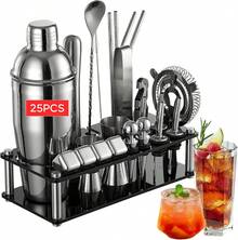 Juego de barman de 25 piezas, juego de mezcla de acero inoxidable de 750 ml, incluye soporte de acrílico y libro de recetas de mezcla, herramientas profesionales de barman - 1 - Ver 2