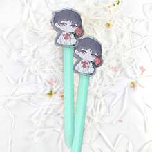 Cartoon Signature Pen, Customized Creative Acrylic Sticker Push-Button Ballpoint Pen, Personalized Cartoon Anime Acrylic Neutral Pen Accessories, Promotional Signature Pen