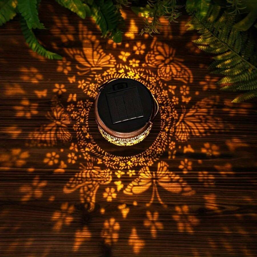 LUMIARTISAN Two Styles Of Solar Outdoor Waterproof Garden Decorative Lights, Metal Suspended LED Ornamental Lights With Hummingbird And Butterfly Shaped Reflective Effects - 蝴蝶燈 - 查看 1