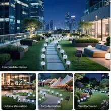 (Upgraded Larger Size) 1 Pack 20 LED Solar Powered Pathway Lights, Paper Box Packaging 3.6cm Crystal Bubble Ball, Turns Off During Daytime, Lights Up At Night, Fairy Tale Path Lights, 8 Lighting Modes For Camping, Party, Trail, Summer, Lawn, Yard, Garden, Wedding Party, Christmas Decoration