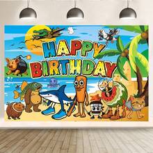 1pc-Italian Brainrot Birthday Party Decorations Set With Happy Birthday Banner, Balloons, Cupcake Toppers, Cartoon Animal Theme (Backdrop Banner)
