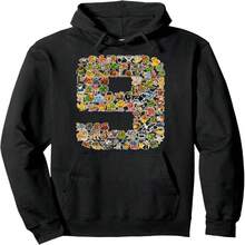 Italian-Brainrot 9th Birthday Kids 90 Brainrot Characters Pullover Hoodie - 黑色 29 - 查看 1