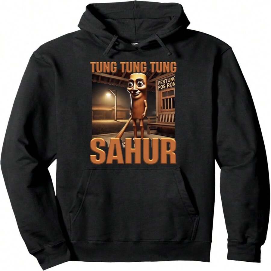 Tung Tung Tung Sahur AI Monster Italian Brainrot Kids Boys Pullover Hoodie - 黑色 18 - 查看 1