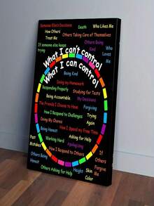 1pc 30*40cm(12*16inch) Canvas Wall Art, Positive Attitude And Self-Care Quote "I Can Control It", Motivational Decor For Living Room And Bedroom, Inspirational Gift For Friends And Family, Mental Health Awareness Artwork - 白色 - 查看 1