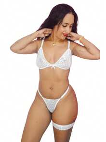 Conjunto Sexy Suzy com uma Perneira - Branco - Visão 2