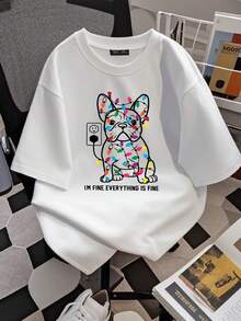 180g pure Cotton Felpa natalizia Bulldog, maglietta natalizia per cani, maglietta con luci di Natale, maglietta natalizia per proprietari di cani, maglietta natalizia per ati dei cani, maglietta natalizia per famiglie Women Top Graphic Tees fashion - Blanco - Ver 2