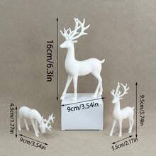 3 件白色塑料鹿家庭雕像，适用于圣诞节装饰、家居装饰、客厅电视柜、书架摆件，盒装包装。 - 彩色 - 查看 6