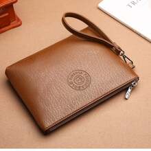 1 件 3 色可选男士手拿包，字母压花工艺，PU 材质，时尚男士手提方形包，商务公文包，男士手腕包，可容纳手机、现金、钥匙、眼镜，适合工作通勤、会议、出差、购物，上班族必备，送给丈夫、老板、节日的礼物 - 彩色 - 查看 9