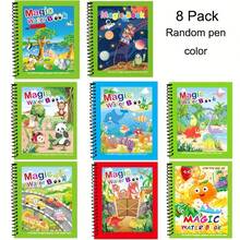 1 pieza Libro de dibujo mágico reutilizable con bolígrafo, libro de actividades, bolígrafo de color aleatorio - Multicolor - Ver 1