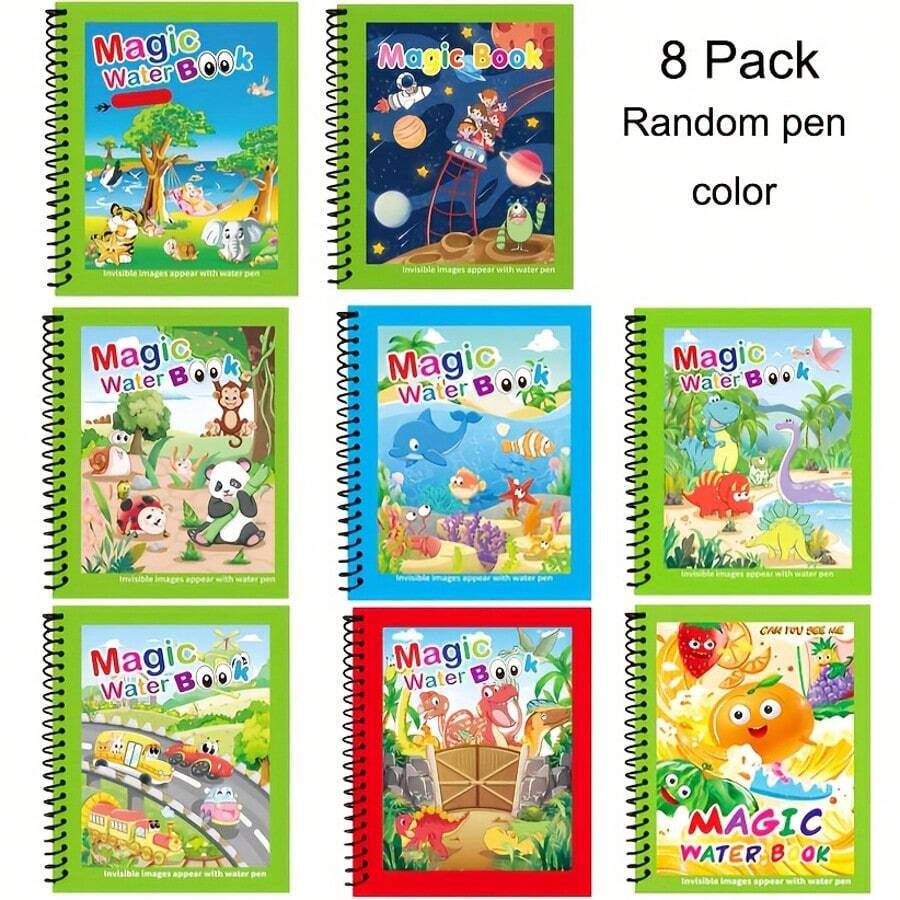 1 pieza Libro de dibujo mágico reutilizable con bolígrafo, libro de actividades, bolígrafo de color aleatorio - Multicolor - Ver 1
