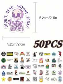 Personalized DIY Decorative Stickers 50 Cute Cartoon Creative Decorations Suitable For Mobile Phone Cases, Skateboards, Guitarists, Party Suitcases, Helmets - Nhiều màu - Xem 3