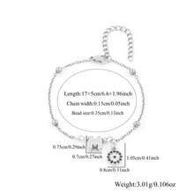 1件新款圆形蓝色眼睛泡泡字母银色不锈钢串珠链手链，女士 - 銀色氣泡字母 - 查看 2