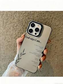 1pc Black Energetic Shell IMD Bible Verse Pattern Phone Case, Personalized For IPhone 16 Pro Max, 15, 14 Plus, 13, 12, 11 Protective Cover